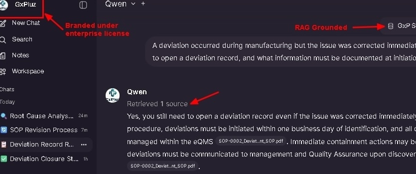 GxP SOP RAG Assistant Screenshot